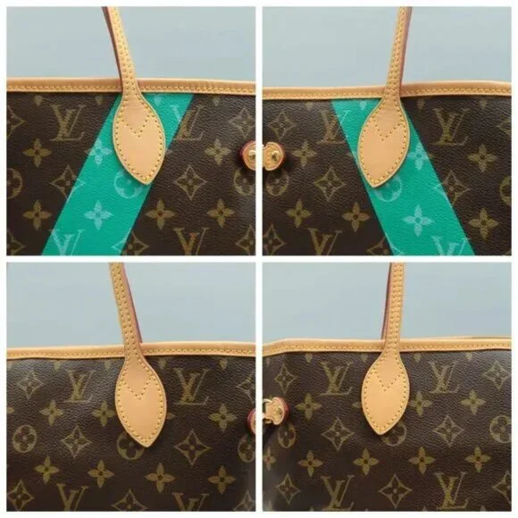 100% Authentic Louis Vuitton Neverfull Brown&Green MM W/P Monogram Shoulder Bag - Picture 6 of 12